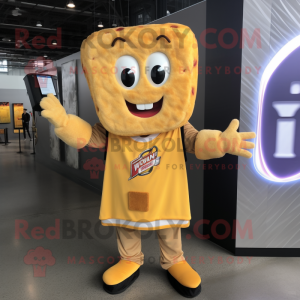 nan Grilled Cheese Sandwich mascot costume character dressed with a V-Neck Tee and Digital watches