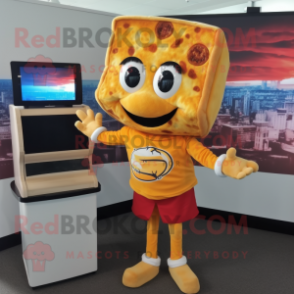 nan Grilled Cheese Sandwich mascot costume character dressed with a V-Neck Tee and Digital watches