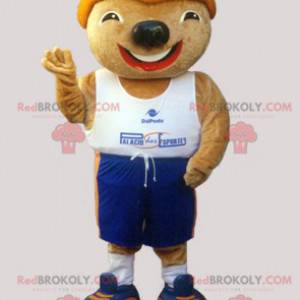 Knaagdiermascotte met een grappig hoofd in sportkleding -