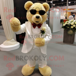 Gold Bear maskot kostume...