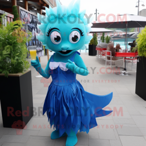 Cyan tonfisk maskot kostym...