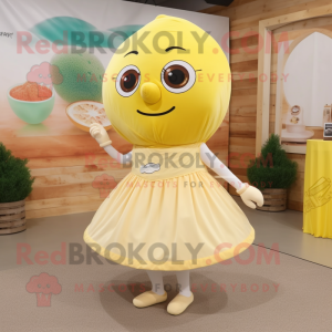 Beige citron maskot kostume...