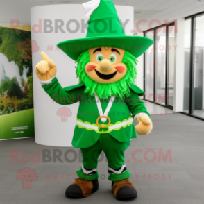 Green Leprechaun Hat mascot costume character dressed with a Bermuda Shorts and Hairpins