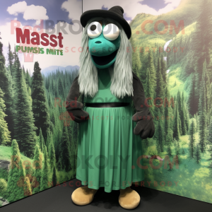 Forest Green Moussaka mascot costume character dressed with a Maxi Dress and Backpacks