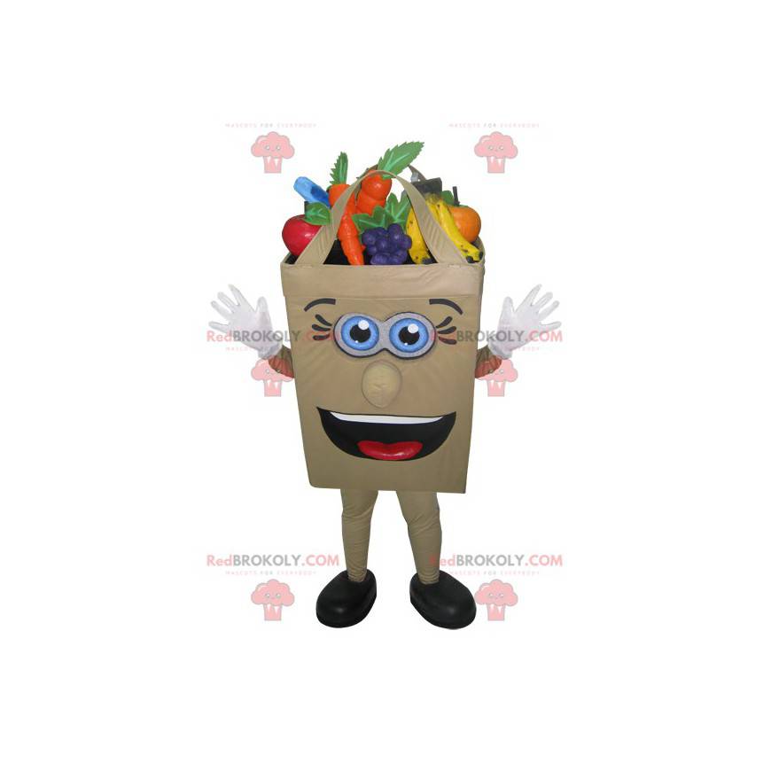 Mascot paper bag filled with fruits and vegetables -
