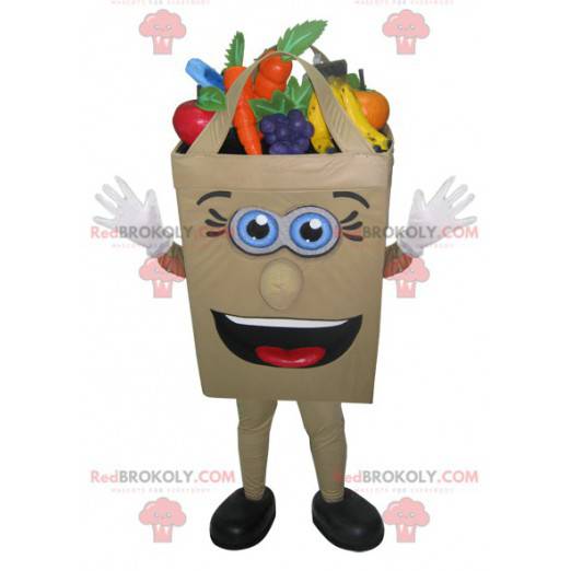 Mascot paper bag filled with fruits and vegetables -