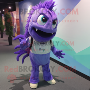 Lavender Barracuda mascot costume character dressed with a Trousers and Bracelet watches