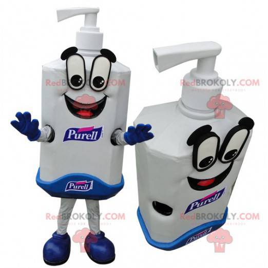 Obří bílý a modrý maskot láhev na mýdlo - Redbrokoly.com