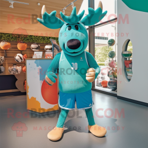 Teal Moose mascotte kostuum...