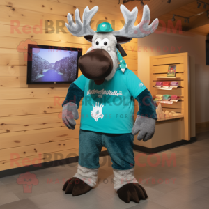 Teal Moose mascotte kostuum...