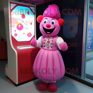 Rosa clown maskot kostym...