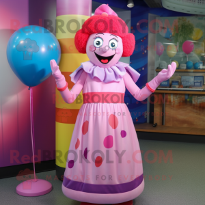 Rosa clown maskot kostym...