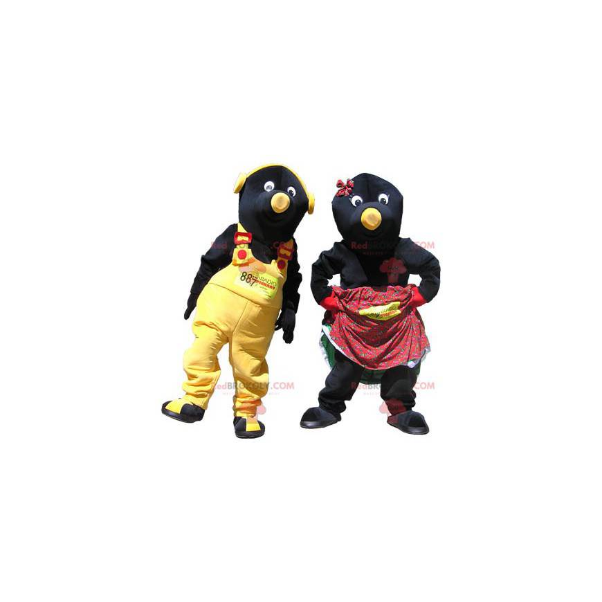 2 maskotter par sorte og gule modermærker - Redbrokoly.com