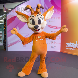 Orange Gazelle mascot costume character dressed with a Playsuit and Scarf clips