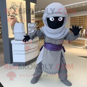 Grijze Ninja mascotte...