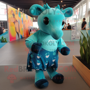 Teal Tapir mascotte kostuum...