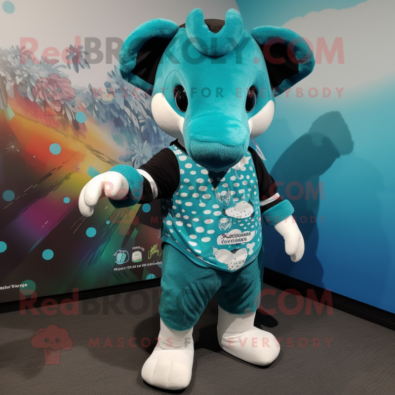 Teal Tapir mascot costume character dressed with a Leggings and Anklets