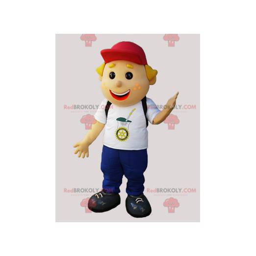 Mascotte d'écolier de jeune garçon souriant - Redbrokoly.com