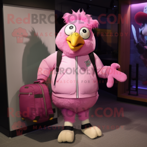 Pink Kylling maskot kostume...