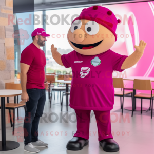 Magenta Pizza maskot kostym...