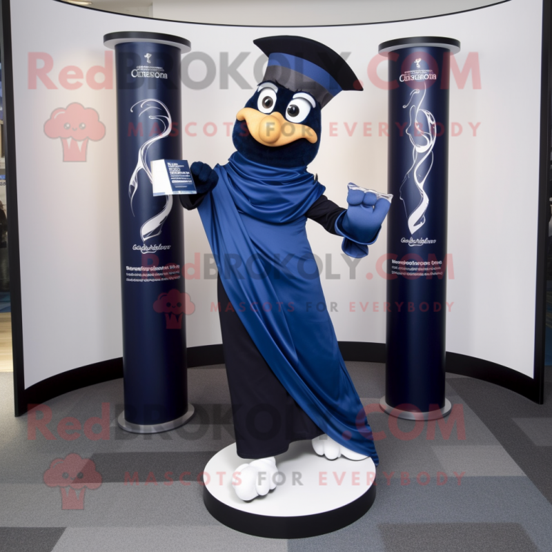 Navy Contortionist mascot costume character dressed with a Wrap Dress and Cufflinks Navy Contortionist mascot costume character dressed with a Wrap Dress and Cufflinks