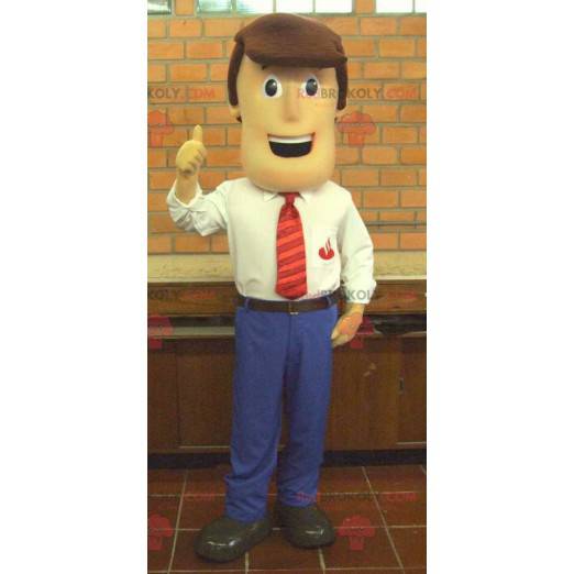Mascote empresário em um terno elegante e chique -