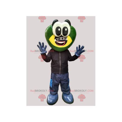 Futuristic frog mascot green and yellow creature -