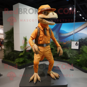 Orange Velociraptor maskot...