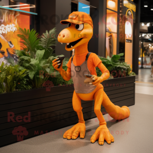 Orange Velociraptor maskot...