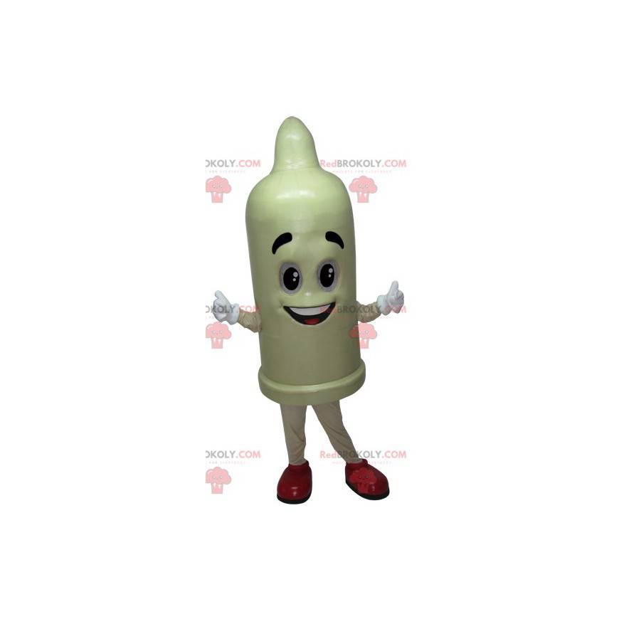 Mascot giant white condom with a smile - Redbrokoly.com