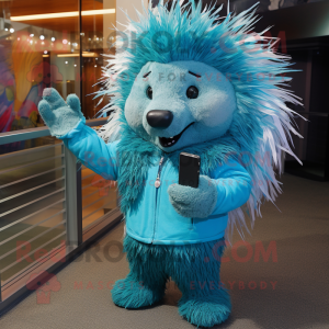 Teal Porcupine maskot...