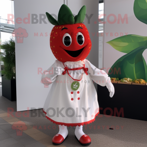 White Strawberry mascot costume character dressed with a A-Line Skirt and Necklaces