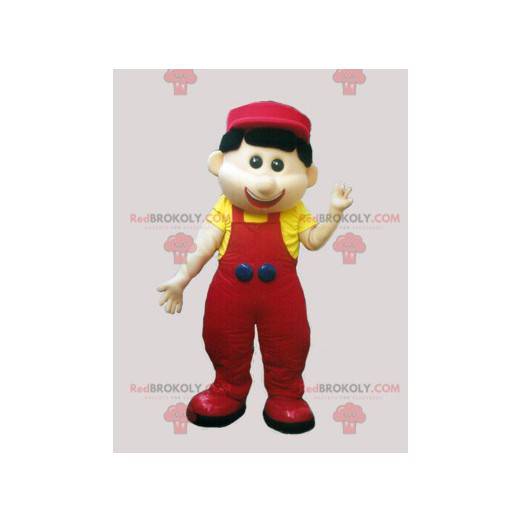 mascote do homenzinho de macacão e boné - Redbrokoly.com