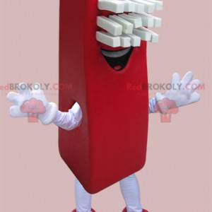 Red and white rectangular and smiling brush mascot -