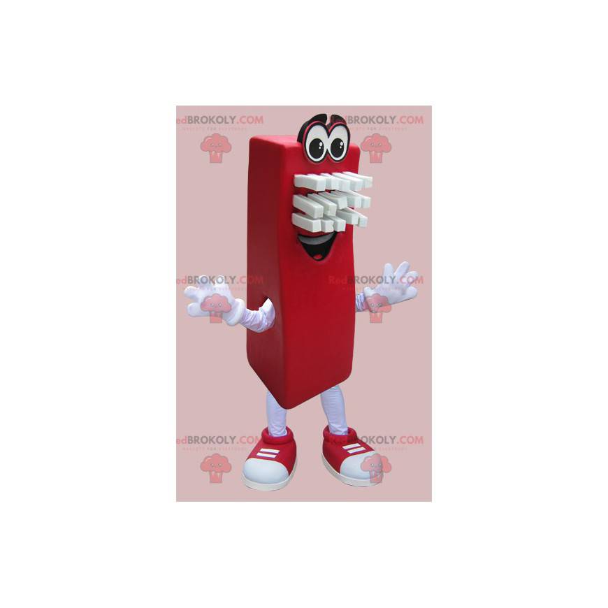 Červené a bílé obdélníkové a usmívající se štětec maskot - Červené a bílé obdélníkové a usmívající se štětec maskot -