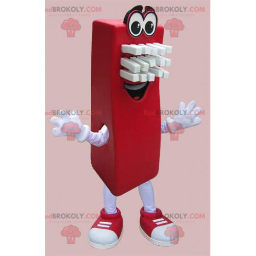 Red and white rectangular and smiling brush mascot -
