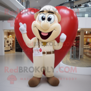 Beige Heart mascot costume character dressed with a Trousers and Rings