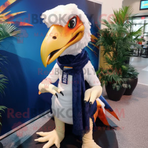 Navy Utahraptor mascot costume character dressed with a Bikini and Scarf clips
