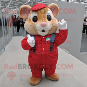 Röd hamster maskot kostym...