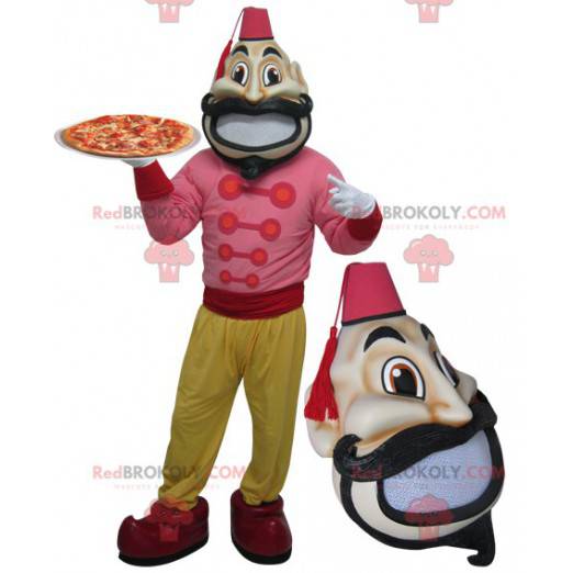Mustached man mascotte met een oosterse outfit - Redbrokoly.com