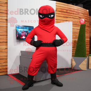 Rød Ninja maskot kostume...