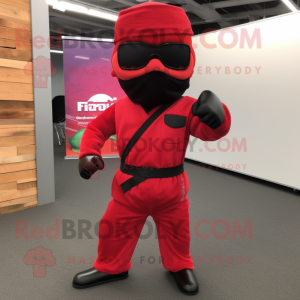 Rød Ninja maskot kostume...