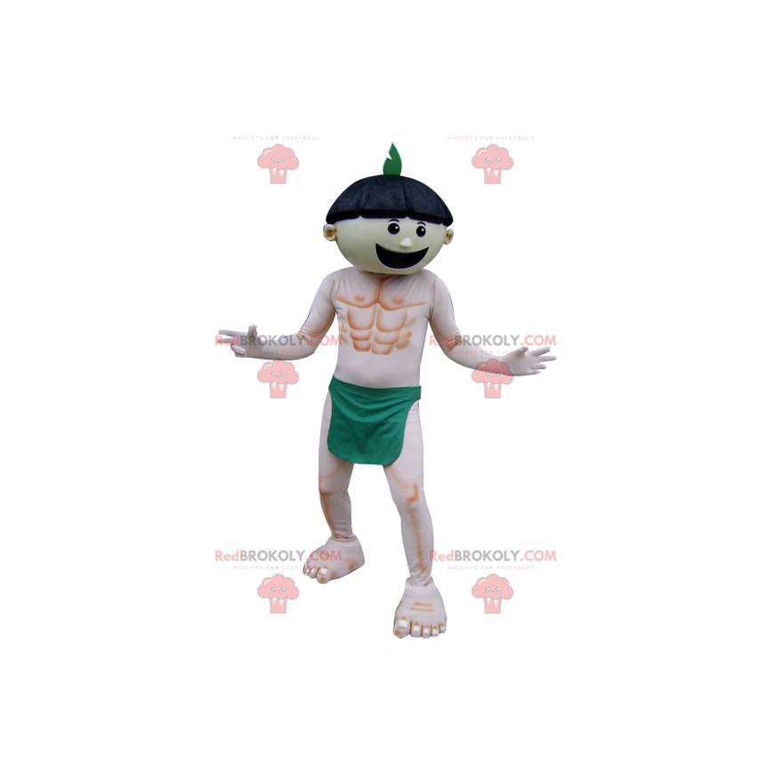 Mascot man wearing only a green loincloth - Redbrokoly.com