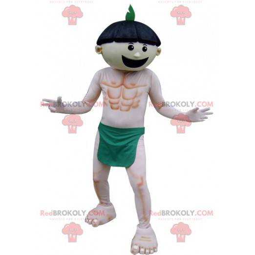 Homem mascote vestindo apenas uma tanga verde - Redbrokoly.com