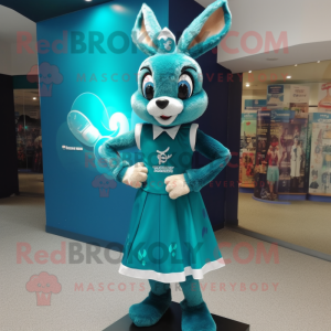 Teal Wild Rabbit maskot...