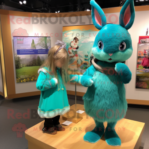 Teal Wild Rabbit mascotte...