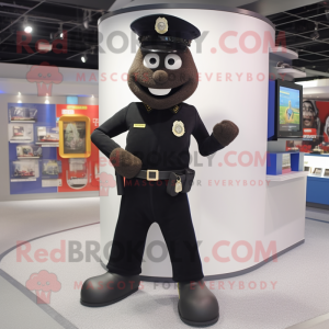 Black Police Officer mascot costume character dressed with a Sweater and Anklets