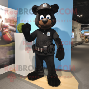 Black Police Officer mascot costume character dressed with a Sweater and Anklets