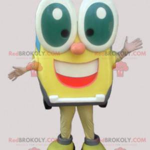 Funny square snowman mascot with big eyes - Redbrokoly.com