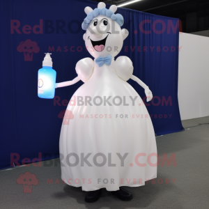 White Bottle Of Milk mascot costume character dressed with a Ball Gown and Brooches